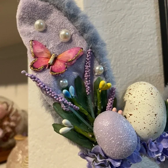 Lavender Easter Ears / Bunny Ear Headband with Butterflies - Picture 4 of 5